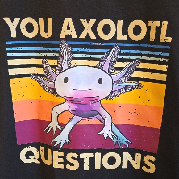 You Axolotl Questions Black Graphic Tshirt - Picture 5 of 6